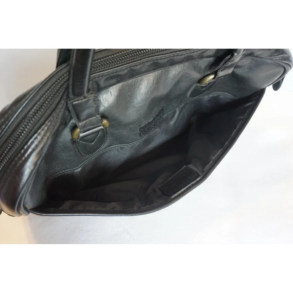 Mercury Luggage Seward Trunk Black Faux Leather Briefcase Attache Bag 8113